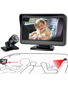 Cámara para Bebé en Coche FEISIKE 4.3'' HD Infrarroja 150 2