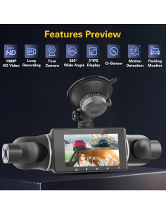 Cámara de tablero Hikity 360 4 canales 1080P WiFi con 64GB 2