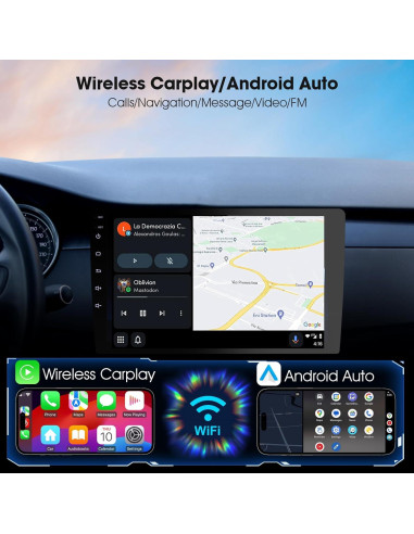 Estéreo Doble Din Haudio 9" CarPlay Inalámbrico y GPS