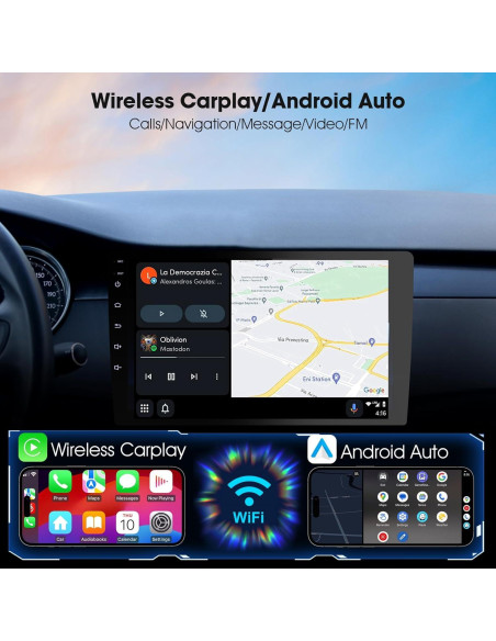 Estéreo Doble Din Haudio 9" CarPlay Inalámbrico y GPS