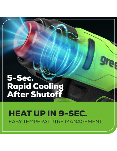 Pistola de Calor Greenworks 24V con Batería 4Ah y Cargador