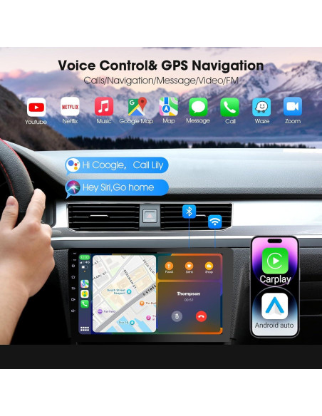 Estéreo Doble Din Haudio 9" CarPlay Inalámbrico y GPS