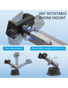 Soporte Universal para Coche Suptig, Ventosa 360 para Smartphones y Cámaras 2