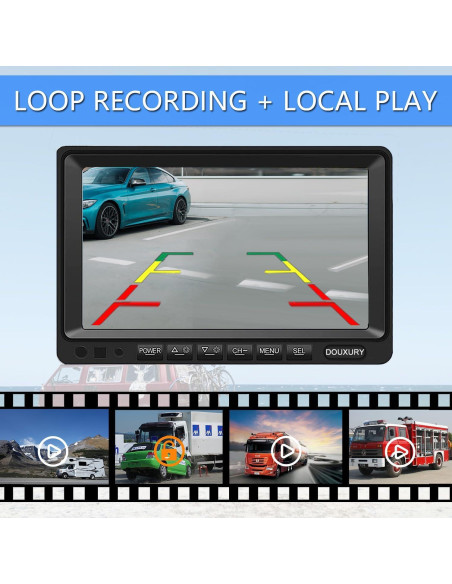 Sistema de Cámara de Respaldo DOUXURY 9" 1080P con 4 Cámaras Sistema de Cámara de Respaldo DOUXURY 9" 1080P con 4 Cámaras