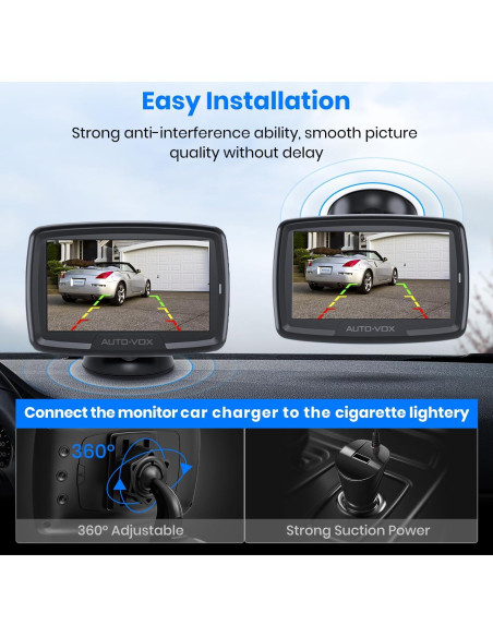 Cámara de Respaldo Inalámbrica AUTO-VOX CS-2 con Monitor 4.3"