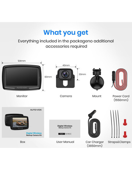 Cámara de Respaldo Inalámbrica AUTO-VOX CS-2 con Monitor 4.3"