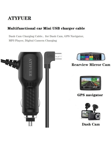Cable de Carga Mini USB ATYFUER para Dash Cam y GPS 3.5m