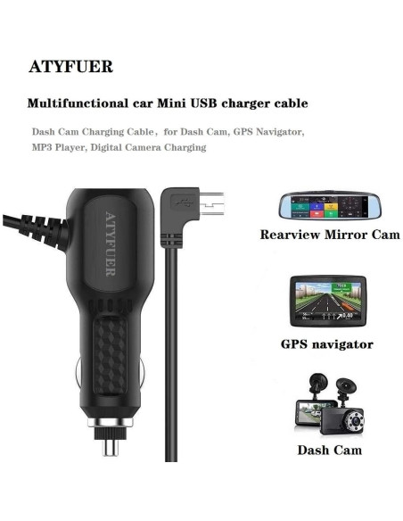 Cable de Carga Mini USB ATYFUER para Dash Cam y GPS 3.5m