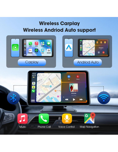Estéreo de Coche Inalámbrico Haudio 7" con CarPlay y GPS