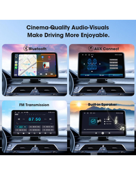 Estéreo de Coche Inalámbrico Haudio 7" con CarPlay y GPS