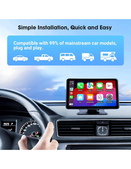 Estéreo de Coche Inalámbrico Haudio 7" con CarPlay y GPS