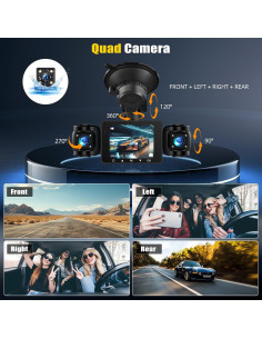 Cámara Dash 4 Canales AMprime 1080P con Visión Nocturna 2