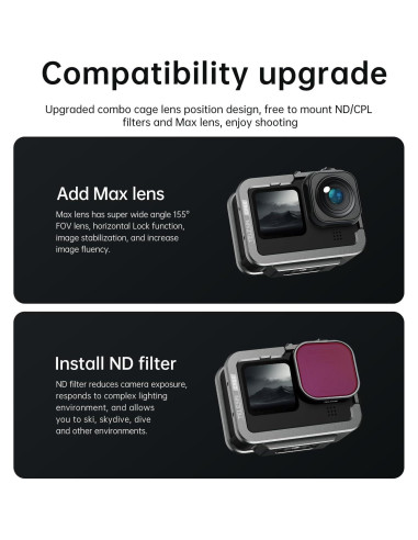 Caja de Aluminio TELESIN para GoPro Hero 13 12 11 10 9