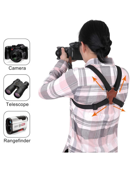 Correa de cámara Vigorport cruzada para DSLR y binoculares - Marrón