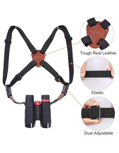 Correa de cámara Vigorport cruzada para DSLR y binoculares - Marrón