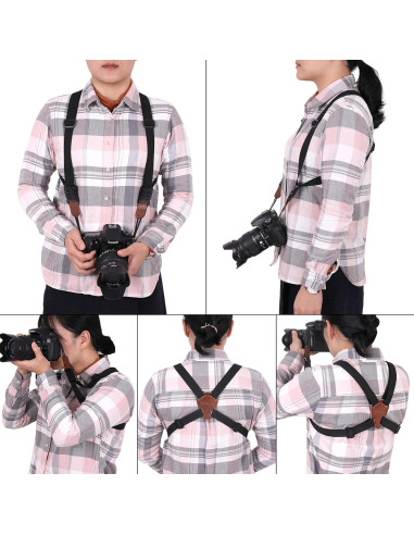 Correa de cámara Vigorport cruzada para DSLR y binoculares - Marrón