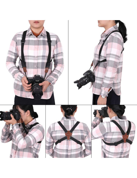 Correa de cámara Vigorport cruzada para DSLR y binoculares - Marrón