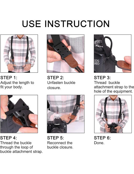 Correa de cámara Vigorport cruzada para DSLR y binoculares - Marrón