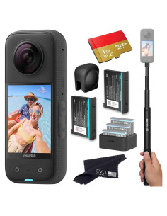 Cámara de acción 360 Insta360 X3 con 2 baterías y accesorios