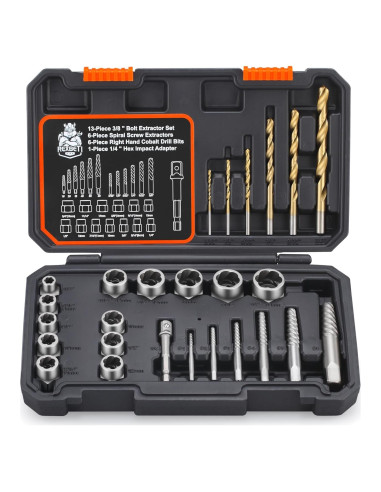 Juego de Extractores de Tornillos REXBETI 26 Piezas HSS