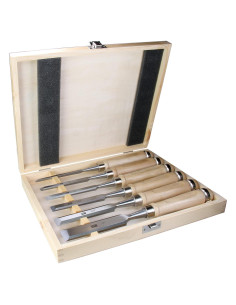 Juego de 6 Cinceles MKC de Acero Cr-V con Mango de Madera