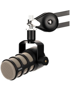 Micrófono Dinámico Rode PodMic para Podcasting + Soporte + Filtro Pop + Cable XLR 6.1m + Paño 2