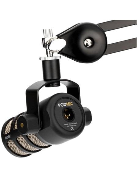Micrófono Dinámico Rode PodMic para Podcasting + Soporte + Filtro Pop + Cable XLR 6.1m + Paño