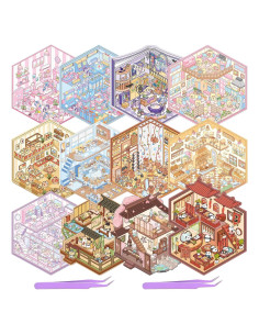 Pegatinas 3D DIY Genérico - Mini Escenas de Caricatura Coloridas