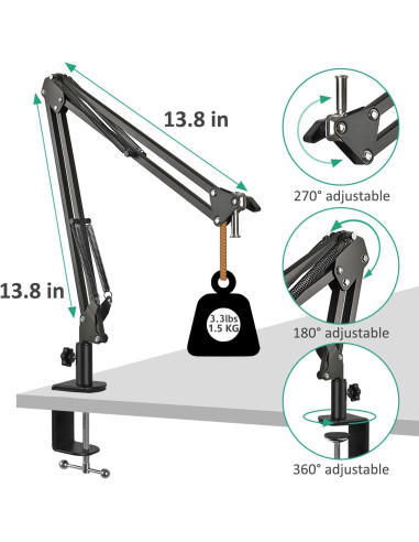 Brazo de Micrófono Ajustable Rigych para Razer Seiren Mini V2 V3