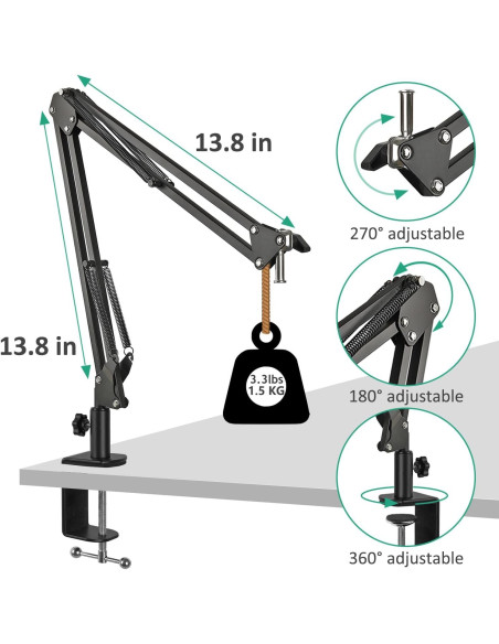 Brazo de Micrófono Ajustable Rigych para Razer Seiren Mini V2 V3
