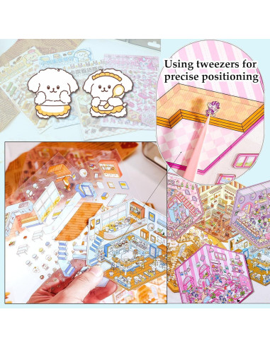 Pegatinas 3D DIY Genérico - Mini Escenas de Caricatura Coloridas