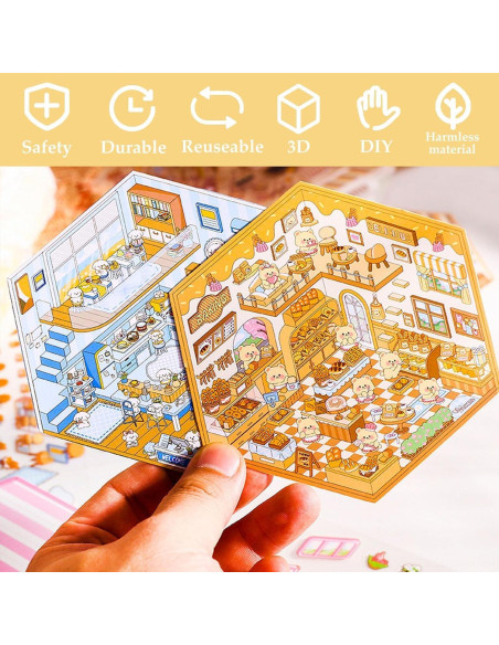 Pegatinas 3D DIY Genérico - Mini Escenas de Caricatura Coloridas