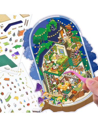 4 Sets de Pegatinas 3D DIY Casa BROVITI - Escenas Creativas