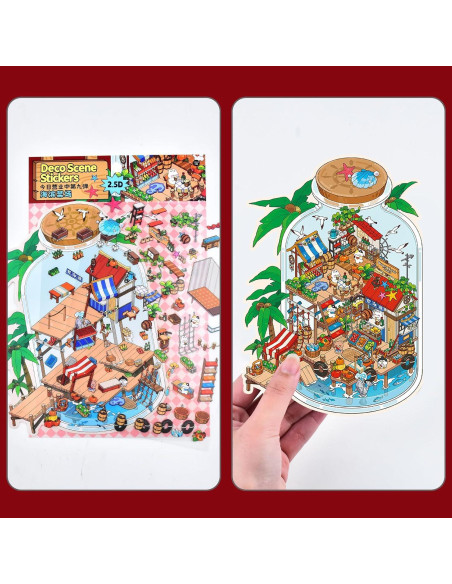 4 Sets de Pegatinas 3D DIY Casa BROVITI - Escenas Creativas