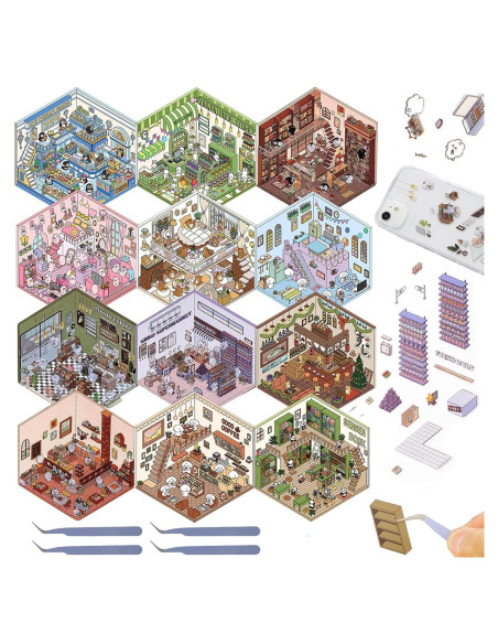 Set de Stickers 3D KOUISYY Miniatura Caricatura 12 Piezas Set de Stickers 3D KOUISYY Miniatura Caricatura 12 Piezas