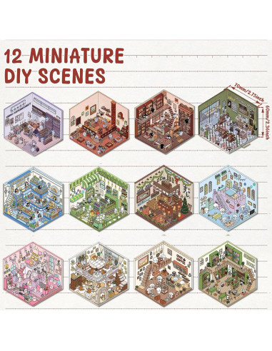 Set de Stickers 3D KOUISYY Miniatura Caricatura 12 Piezas