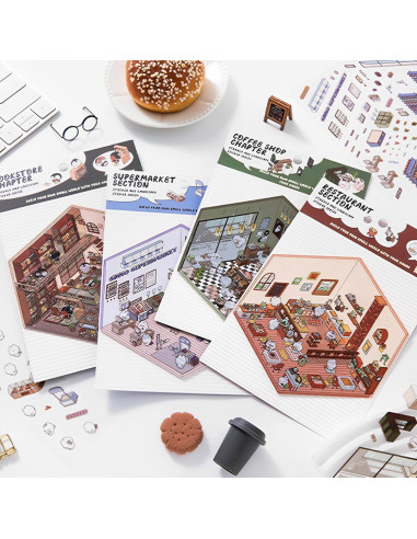 Set de Stickers 3D KOUISYY Miniatura Caricatura 12 Piezas