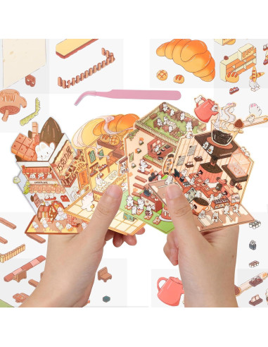 4 Sets Stickers 3D Casa Conejo BROVITI - Alivio Estrés