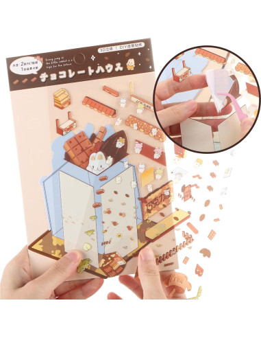 4 Sets Stickers 3D Casa Conejo BROVITI - Alivio Estrés