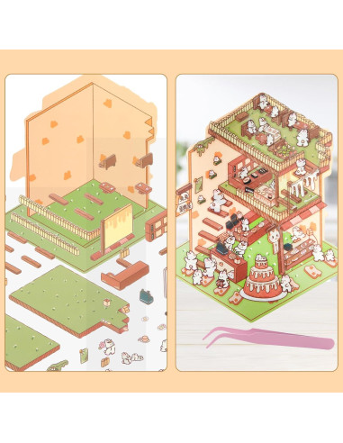 4 Sets Stickers 3D Casa Conejo BROVITI - Alivio Estrés