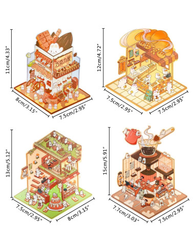 4 Sets Stickers 3D Casa Conejo BROVITI - Alivio Estrés