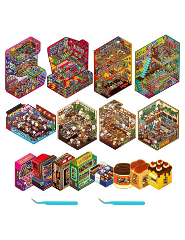 8 Juegos de Pegatinas 3D DIY NatldGs - Reutilizables y Creativas