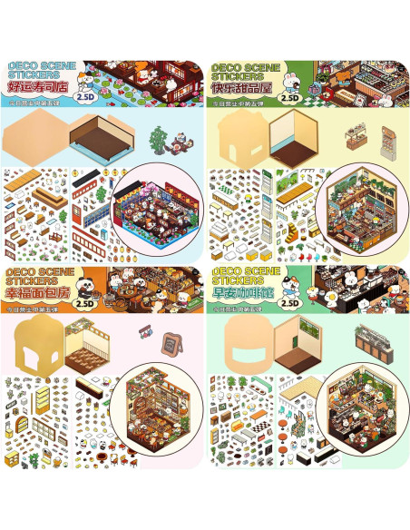 8 Juegos de Pegatinas 3D DIY NatldGs - Reutilizables y Creativas