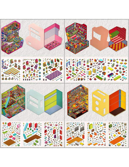 8 Juegos de Pegatinas 3D DIY NatldGs - Reutilizables y Creativas