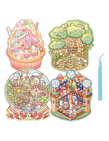 Set de Stickers 3D PRSTINCOL para Manualidades - 4 Escenas