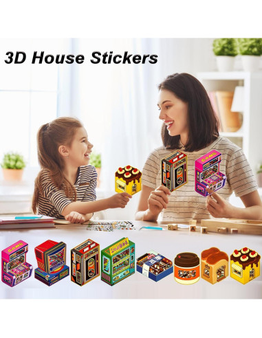 8 Juegos de Pegatinas 3D DIY NatldGs - Reutilizables y Creativas