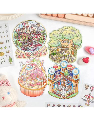 Set de Stickers 3D PRSTINCOL para Manualidades - 4 Escenas