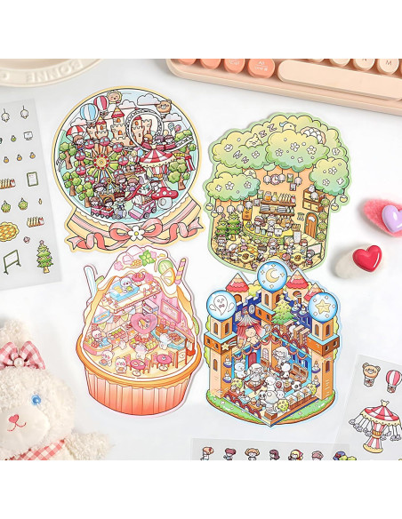 Set de Stickers 3D PRSTINCOL para Manualidades - 4 Escenas