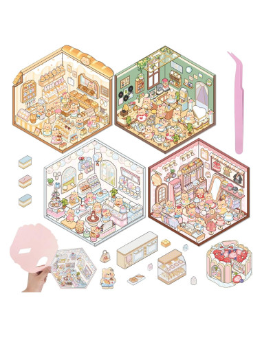 Pegatinas 3D DIY Prosperify - Mini Tiendas de Caricatura