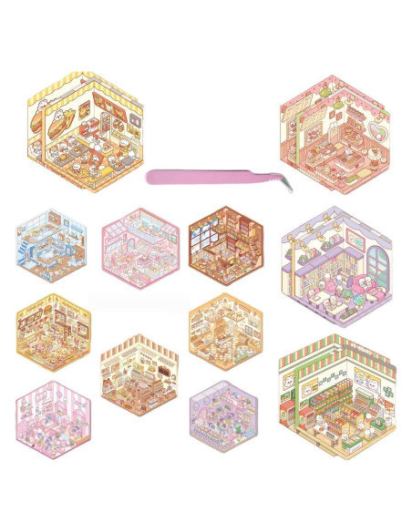 12 Sets de Pegatinas 3D DIY de Casa Affoto - Manualidades Creativas